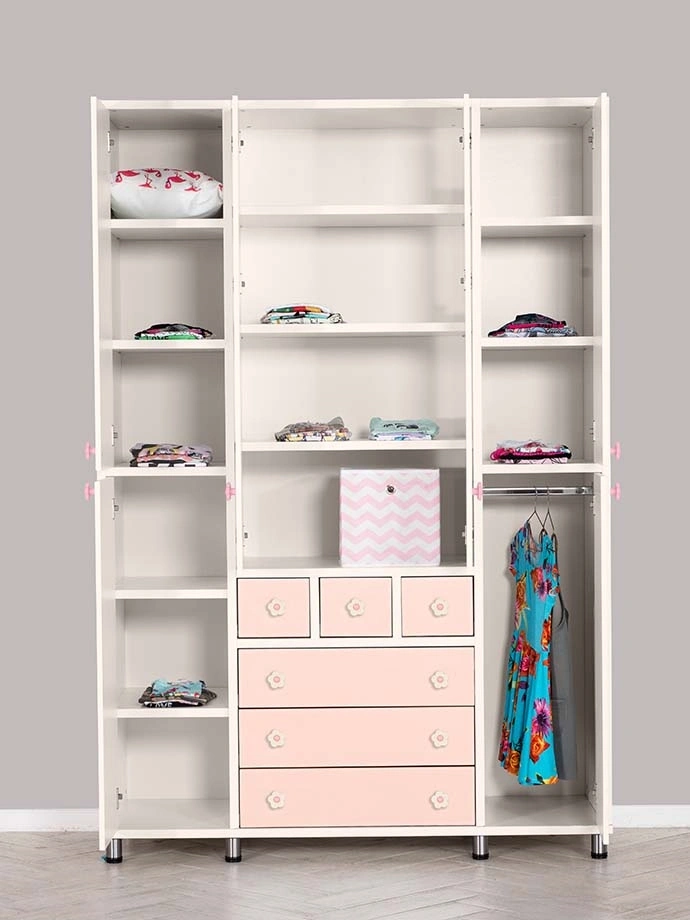 ארון ילדים מיכל 4 דלתות | צבע שמנת